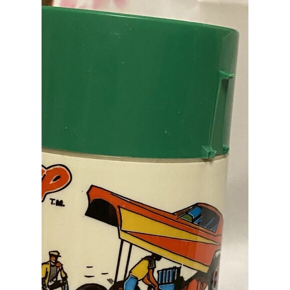 Vintage 1975 Rare ALADDIN INDUSTRIES DRAGSTRIP THERMOS With Green Cap AOP - Picture 7 of 16